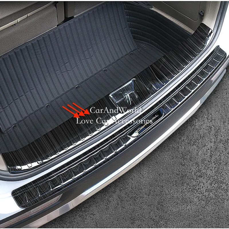 Stainless Steel Body Rear Bumper Protector Cover Tail Door Sill Pedal Trims Car Moulding Accessories For Kia Carnival 2021-2025