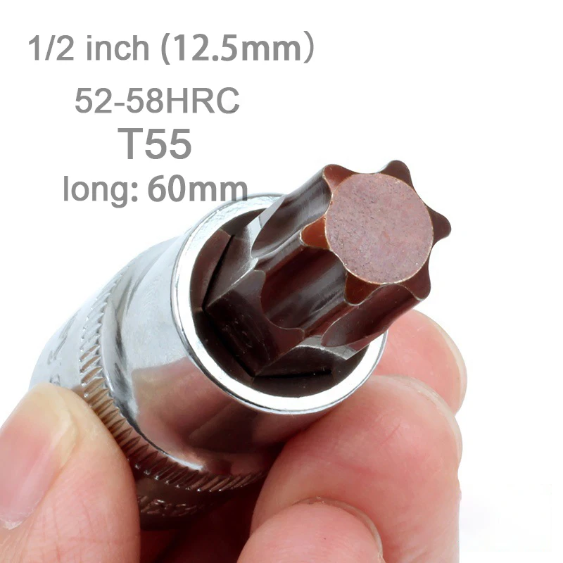 Punta hexagonal de ciruela de 1/2 pulgadas, 12,5mm, herramientas de punta de destornillador Torx T15 T20 T25 T27 T30 T40 T45 T47 T50 T60 T70 largo 60mm 100mm