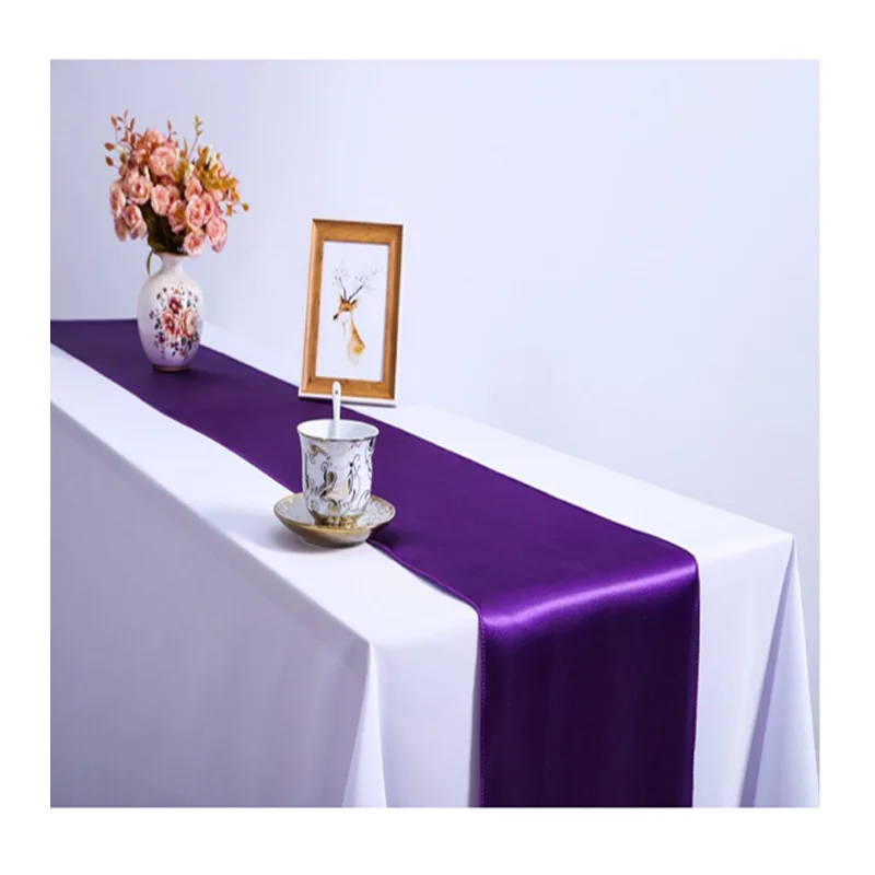 10pcs/Lot Solid Satin Table Runner Party Decoration For Wedding Banquet Festival Catering Hotel Home Decor 18 Colors Table Cover