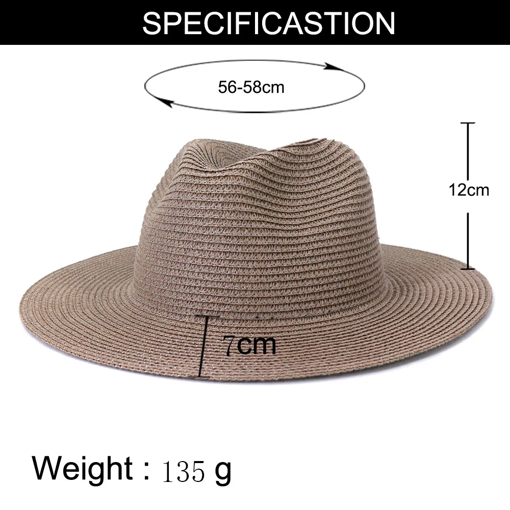 Großhandel Sun Hüte Männer Frauen Sommer Panama Breite Krempe Stroh Hüte Mode Bunte Outdoor Jazz Strand Sonnenschutz Kappe – Detail 2
