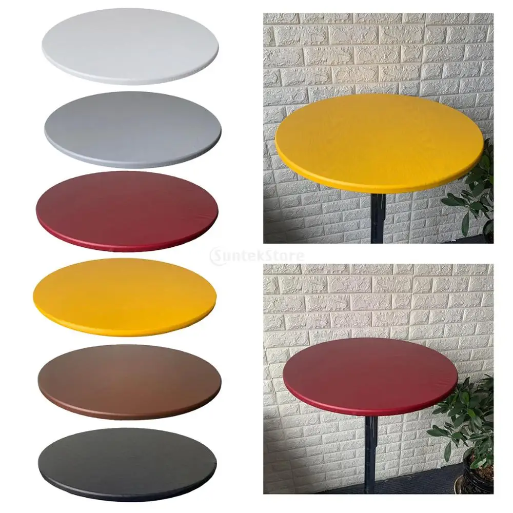 1Piece Round Waterproof Table Cover Cloth Protector Polyester Tablecloth Catering Fitted Table Cover with Elastic Edged 60-120cm