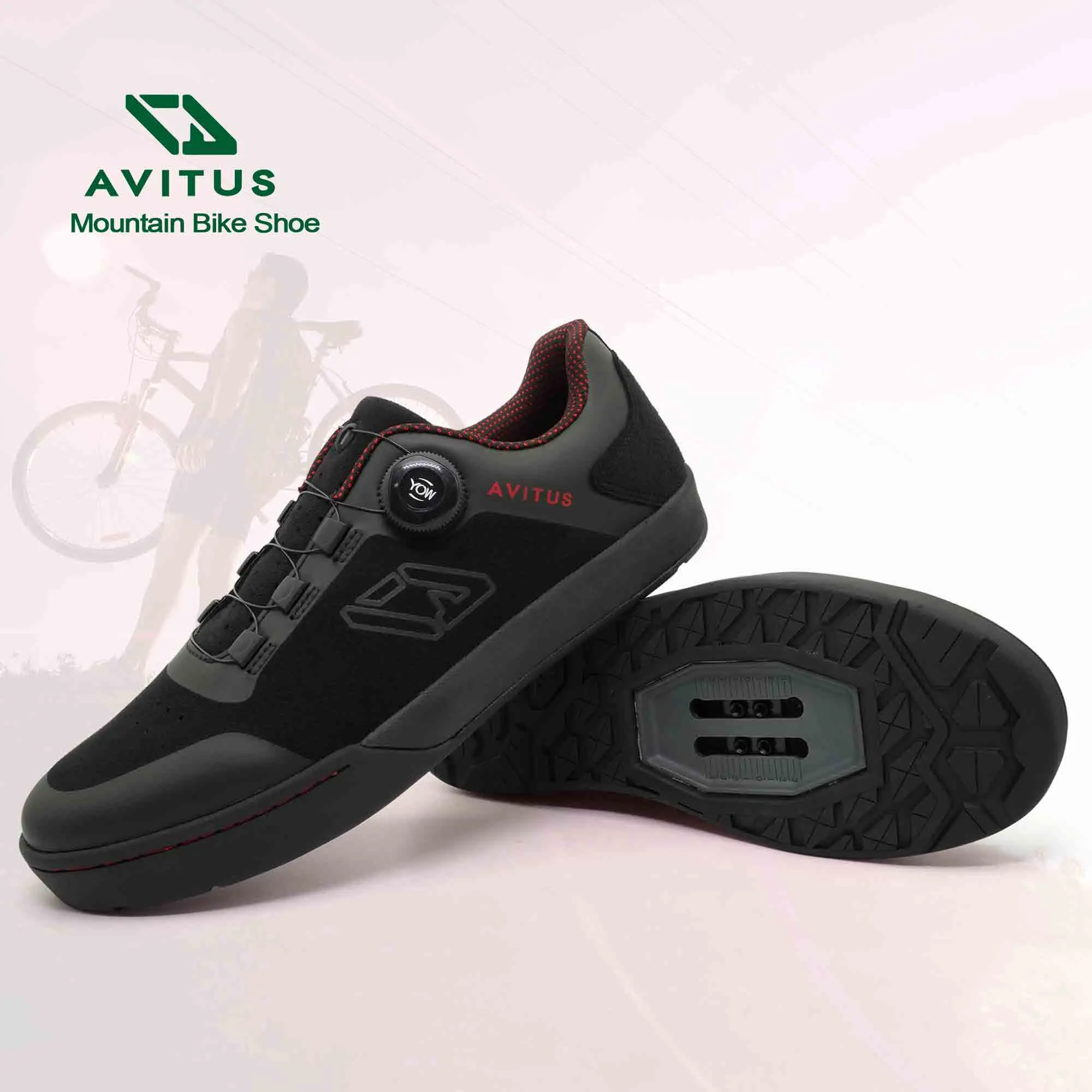 

AVITUS Men Zapatillas MTB Shoe 2-Bolt SPD Cleats Rubber Sole for Freeriders Downhill Pedal Enduro Mountain Bike Cycling Shoe