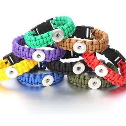 New Snap Jewelry Woven Leather Snap Bracelet Hand Made Rope Snap Button Bracelet Bangles Fit 18MM Snap Button DIY Jewelry ZE584