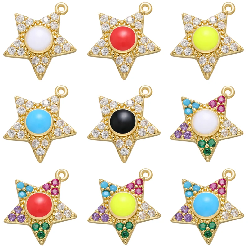 ZHUKOU CZ crystal star moon small charms for jewelry making accessories women DIY handmade earrings charms Supplies model:VD726