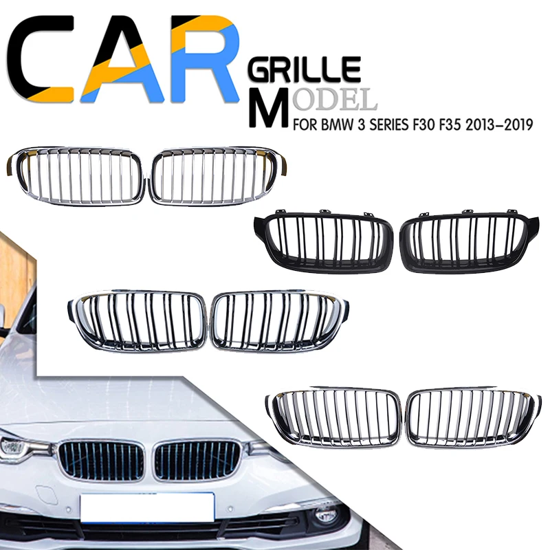 Rhyming Kidney Grille Front Bumper Racing Air Intake Grill Fit For BMW 3Series F30 F31 F35 2012-2019 320i 325i Chrome Plating