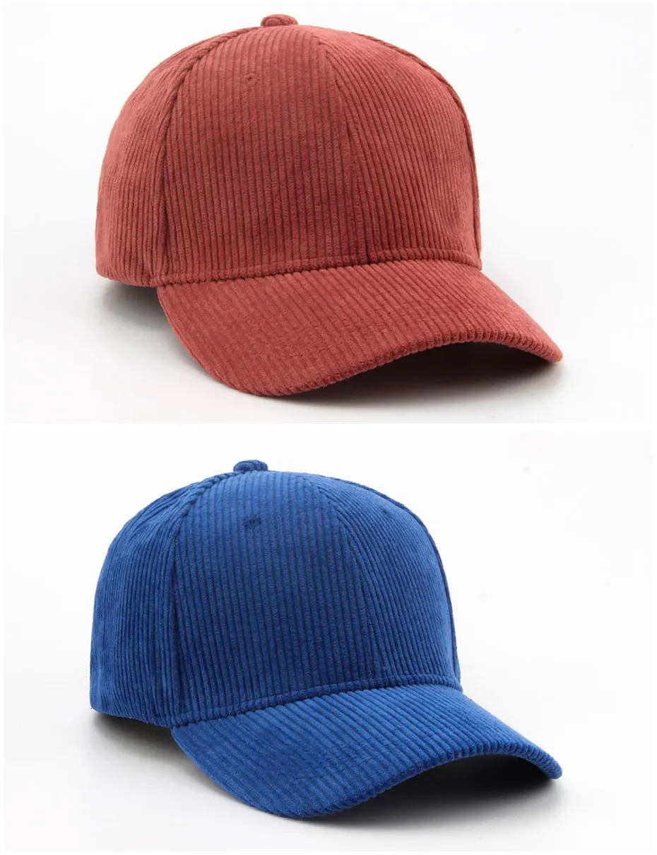 CNTANG Neue Cord-Baseballkappe für Damen und Herren, modische Snapback-Kappe für Herbst und Winter, Hip-Hop-Kappen, lässige Vintage-Markenhüte, Unisex – Detail 8