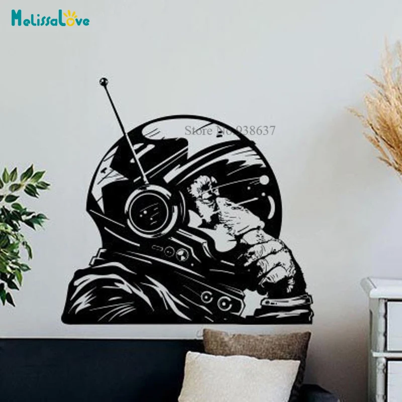 Thinking Monkey Decal Self-adhesive Art Murals Astronaut Thinker Home Living Room Decor Removable Vinyl Wall Sticker BD212