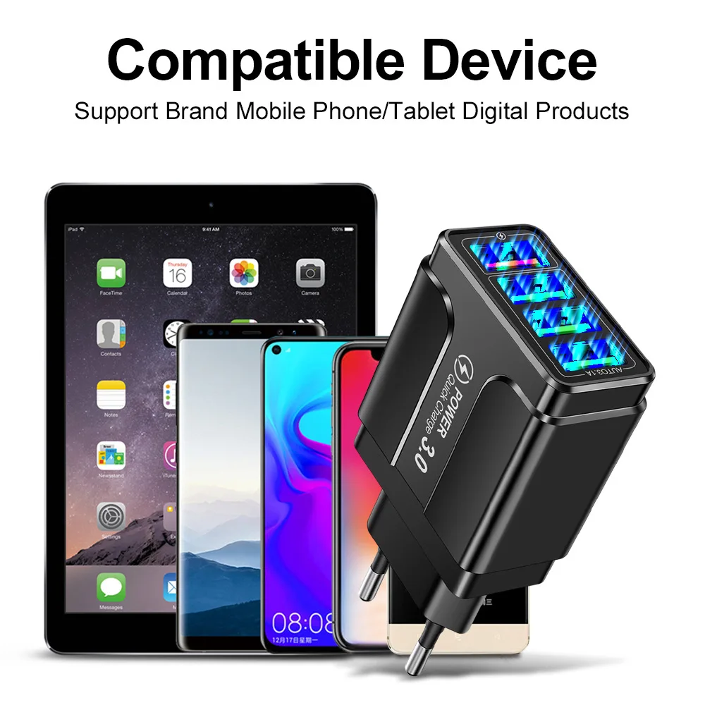 3.1A 4 Ports USB 3.0 EU/US Charger For Mobile Phone Quick Charge Adapter Wall Charger Portable Charging Multiple USB