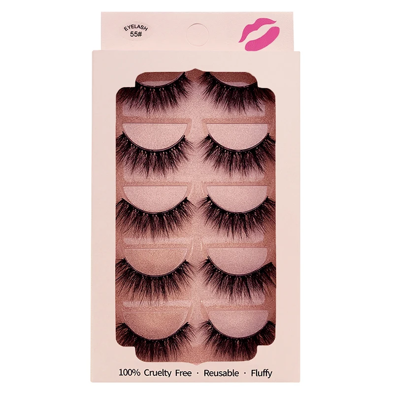 ใหม่ 1 กล่องeylashes Minkขนตาปลอม 5 คู่ขนตาMinkขนตาธรรมชาติแต่งหน้า 3D maquiagem