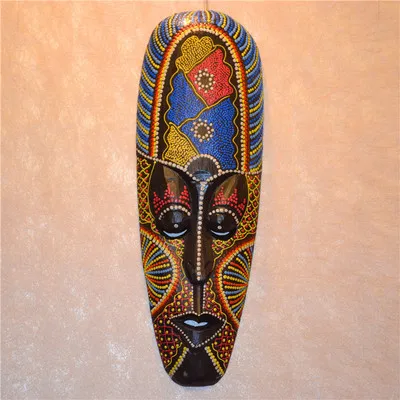 Thai handmade African stippling mask face makeup farmhouse restaurant living room bar wall decoration mask pendant