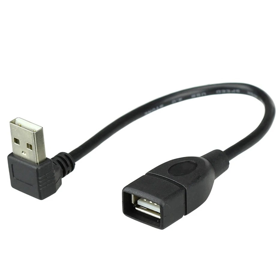 Rozszerzenie męskie i żeńskie USB 90 stopni Adapter do kabla w dół lewego prawego kątowy przewód USB 2.0 typu A M/F Adapter przedłużający