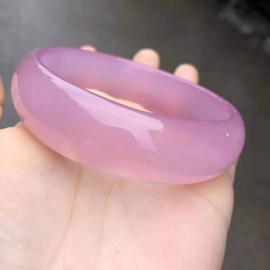 

Natural Chalcedony Real jade bangle Pink wide bracelets women bangle jade jewelry jadeite jade bangles bracelet for gift women
