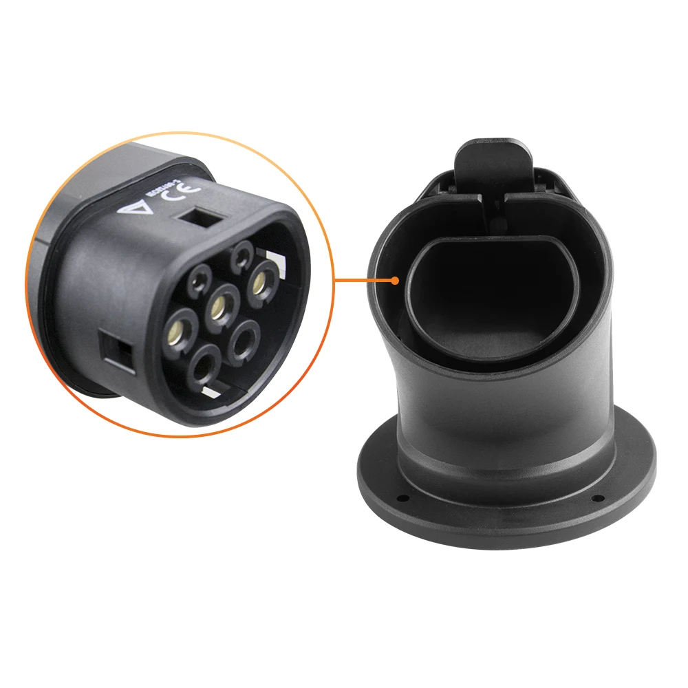 EV Charger Holder Electric Vehicle IEC 62196-2 EU Type 2 Connector Plug Fixed Seat Wall Mount AC Dummy Socket IP66 Waterproof