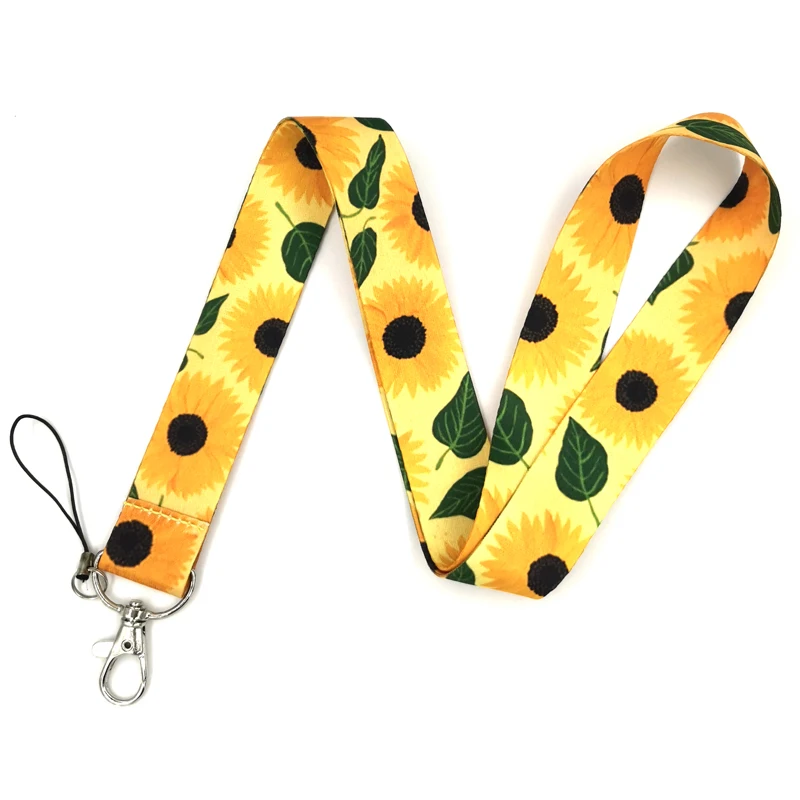 Sunflower Mobile Phone Straps Lanyards Keychain For Keys USB ID Card Badge Holder DIY Hanging Rope Webbing Ribbon Accessories