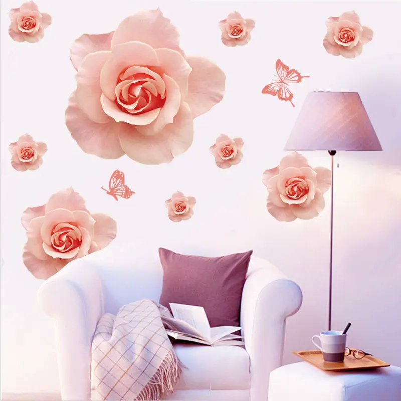 Living room rose bedroom wall bedside interior decoration wall self paste paper wall paste wallpaper Decal