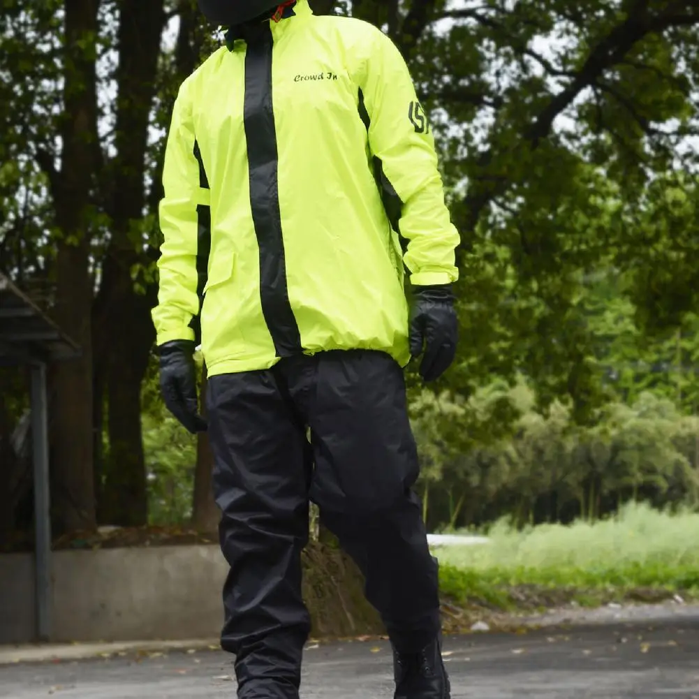 

Motorcycle Raincoat Reflective Waterproof Green Thicken Motorbike Rain Pants Suit for Adult