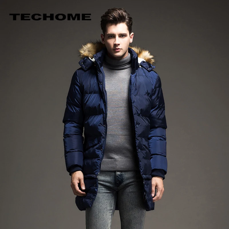 Nice Winter Thick Warm Cotton Male Jacket Men Parka Hooded Casual Wadded Outerwear Fashion Faux Fur Hood Padded Quilted Coat