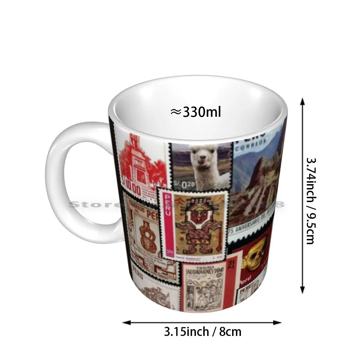 Peruvian Cultural Stamps Ceramic Mugs Coffee Cups Milk Tea Mug Peru Culture Stamps Vintage Creative Trending Vintage Gift