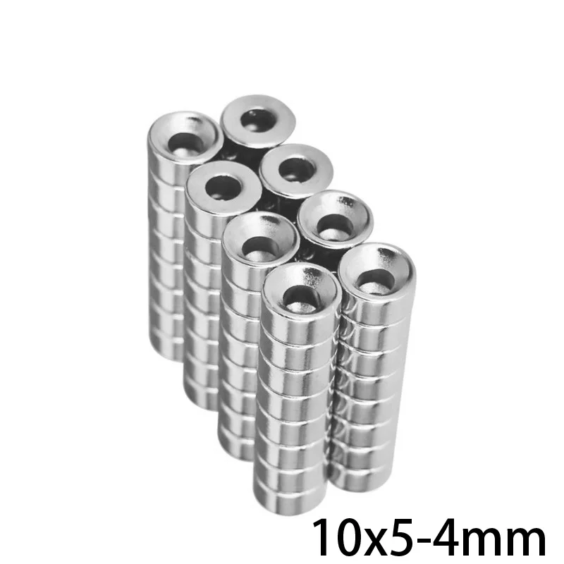 

10~200PCS 10x5-4 Stong Neodymium Magnets Disc 10x5 mm Hole 4mm Minor Diameter Magnet Round Countersunk Magnetic 10*5-4 mm 10*5