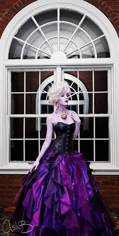 Purple and Black Organza Taffeta Ball Gown Gothic Wedding Dresses lace-up Corset Victorian Halloween Bridal Gowns Customized