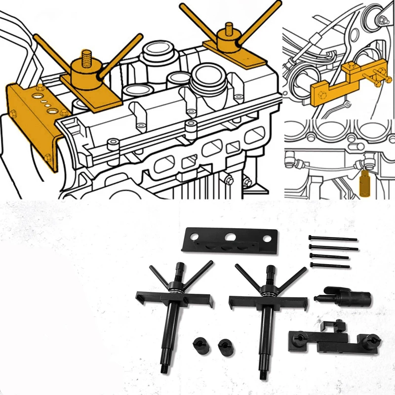 Herramienta de bloqueo de sincronización del cigüeñal del árbol de levas, Compatible con los modelos VOLVO 850, 960, S40, S70 y S90