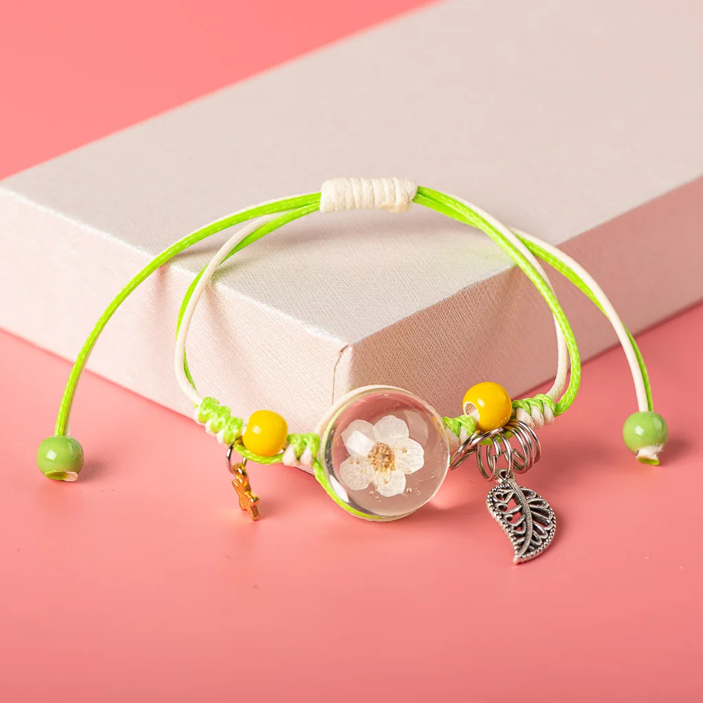 Colorful Flower Glass Pendant Bracelet Hand Made Cermaic Beads Bracelets Bangles For women Wholesale #XN036