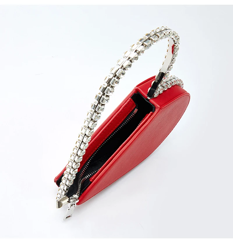 Imagem -06 - Diamante Vermelho Coração Clutch Bags para Mulheres Rhinestone Metal Handle Evening Purse Chique Designer Festa de Casamento Black Sac a Main