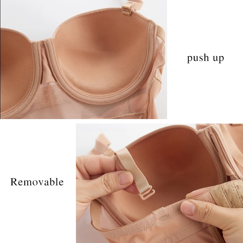 Damen Vintage Bodysuit Unterwäsche Verstellbare Bügel-Bodysuits Schwarz Dehnbar Nahtlose Shapewear Beige – Detail 14