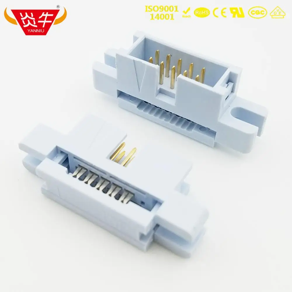 50Pcs CRIMPING ROW LINE DC3-DIDC SOCKET BOX Flange  2.54mm PITCH EJECTOR HEADER CONNECTOR 10P- 64P YANNIU