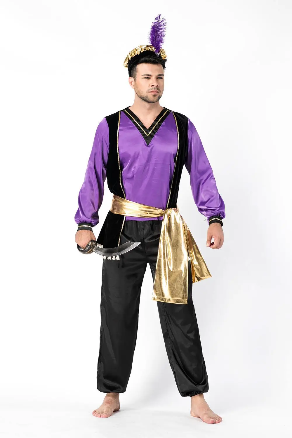 

Halloween Anime Fairy Tale Aladdin Lamp Prince Cosplay Costume Mythical One Thousand and One Nights Adult Man Dress