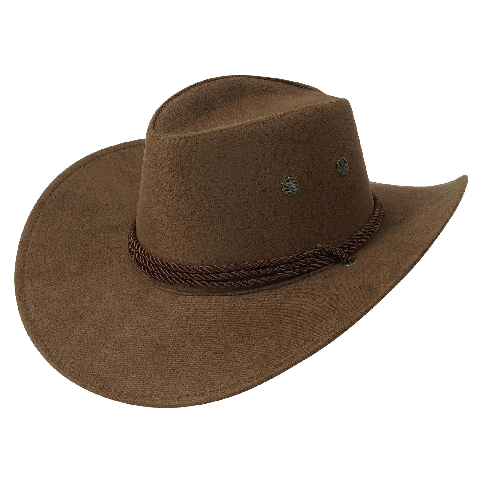 Western Cowboy Hat Retro Sheriff Cap Sunscreen With Wind Rope Hat Men And Women Horseback Riding Tourism Fishing Sunshade Cap