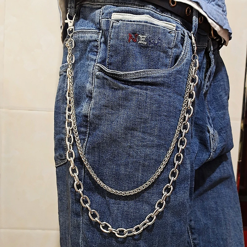 Simple Chain Keychain for Women Silver Color Punk Waist Belt Chain On The Jeans Pants Accessories Trendy Hip-hop Jewelry