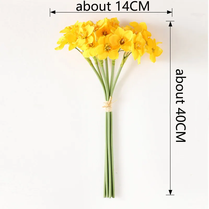 6pcs/lot Home Decoration Artificial Narcissus Flowers Bouquet Fake Flower Christmas New Year Living Room Table Decor Accessories