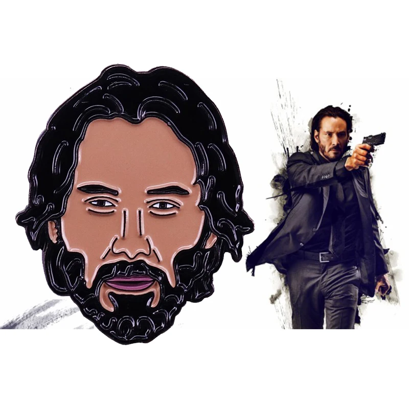 Baba Yaga Pistol John Wick Bill and Ted Brooch Keanu Reeves Enamel lapel pin