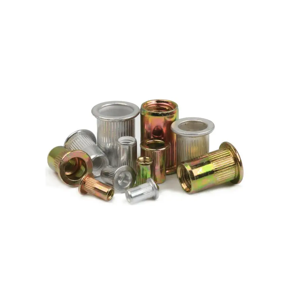 300pcs M3 M4 M5 M6 M8 M10 Zinc Plated Rivet Nuts Set Nutserts Threaded Insert Nutsert Cap Flat Head Rivet Nuts Carbon Steel