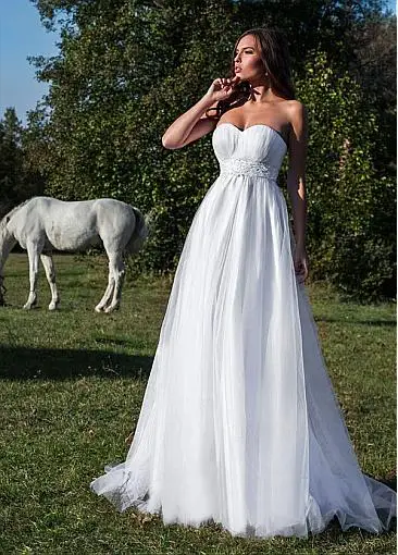 Glamorous Tüll Schatz Ausschnitt A-linie Brautkleider Mit Spitze Appliques Open Back Bodenlangen Brautkleider 2020