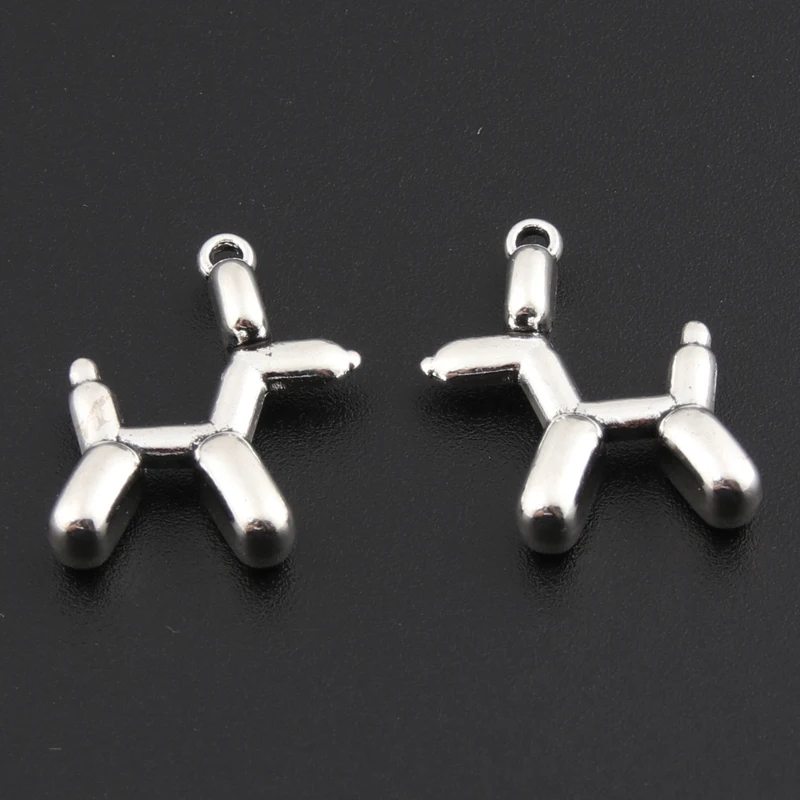 30pcs Silver Color 19x14.5mm Poodle Dog Charms Balloon Dogs Pendant Animal Gift Fit DIY Handmade Jewelry Making Finding Supplies