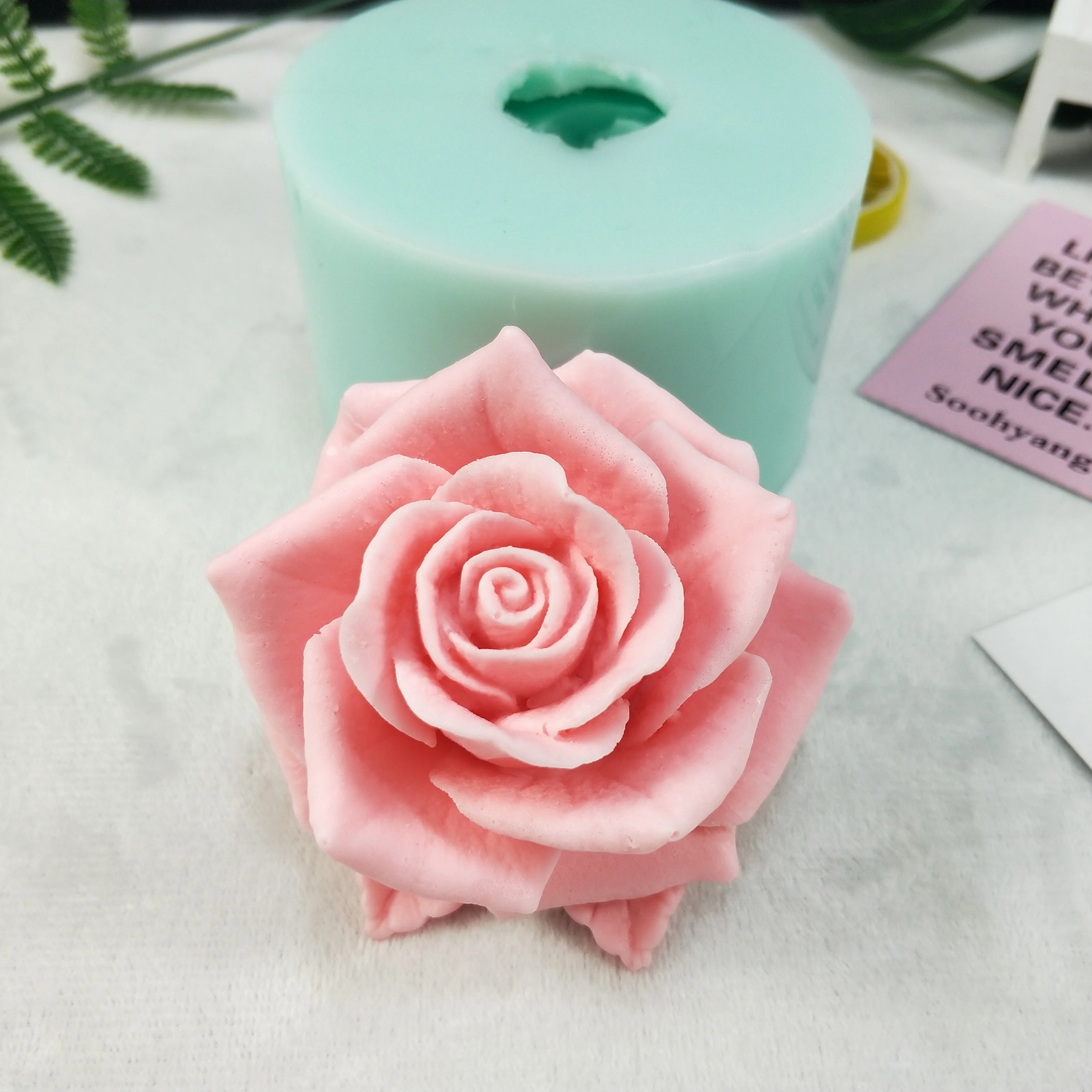 Molde de silicona 3D con hermosa flor rosa, ramo de rosas, moldes para jabón, arcilla, resina, yeso, vela de Chocolate