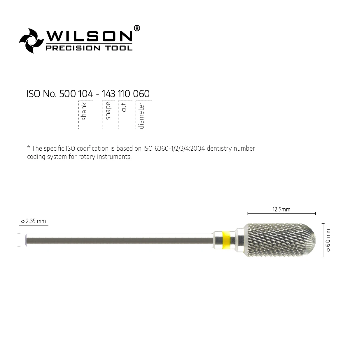 WilsonDental Burs 5000125-ISO 143 110 060 Tungsten Carbide Dental Bur for Trimming Metal