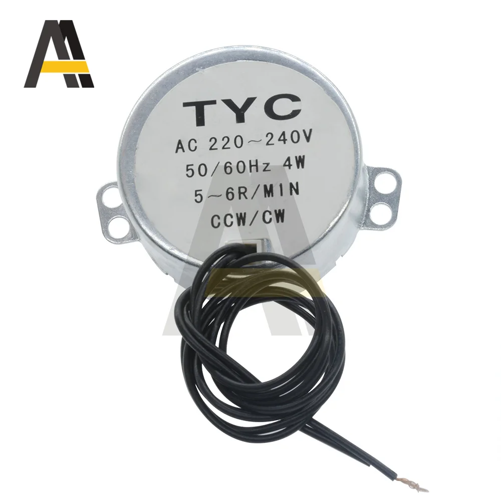 1pcs TYC-50 Synchronous Motor AC 220V-240V 5-6 r/min 50/60Hz CW/CCW 4W 10mm Length Shaft Robust Torque