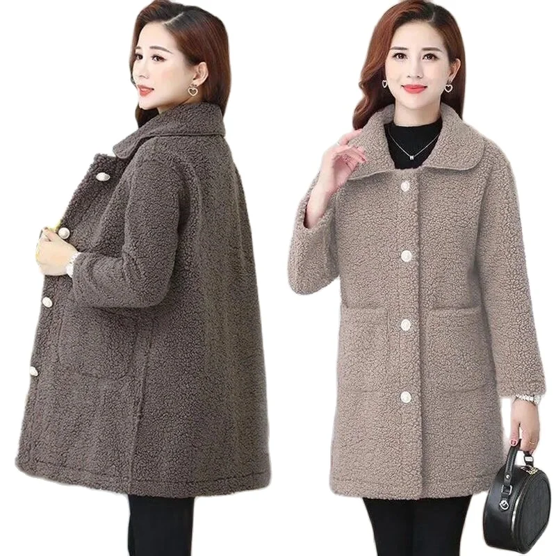 

Corduroy Jacket For Women Winter New Thicked Plus Velvet Casual Jacket Large Size Middle-aged Mother Coats