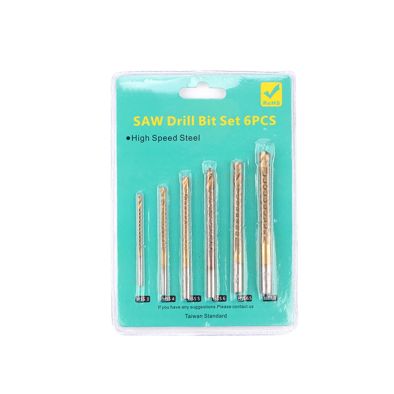 Baru 6 Buah Mata Bor HSS Lapis Titanium Bit Bor Listrik untuk Pemotong Penggilingan Logam untuk Slot Kayu 3/4/5/6/6, 5/8Mm