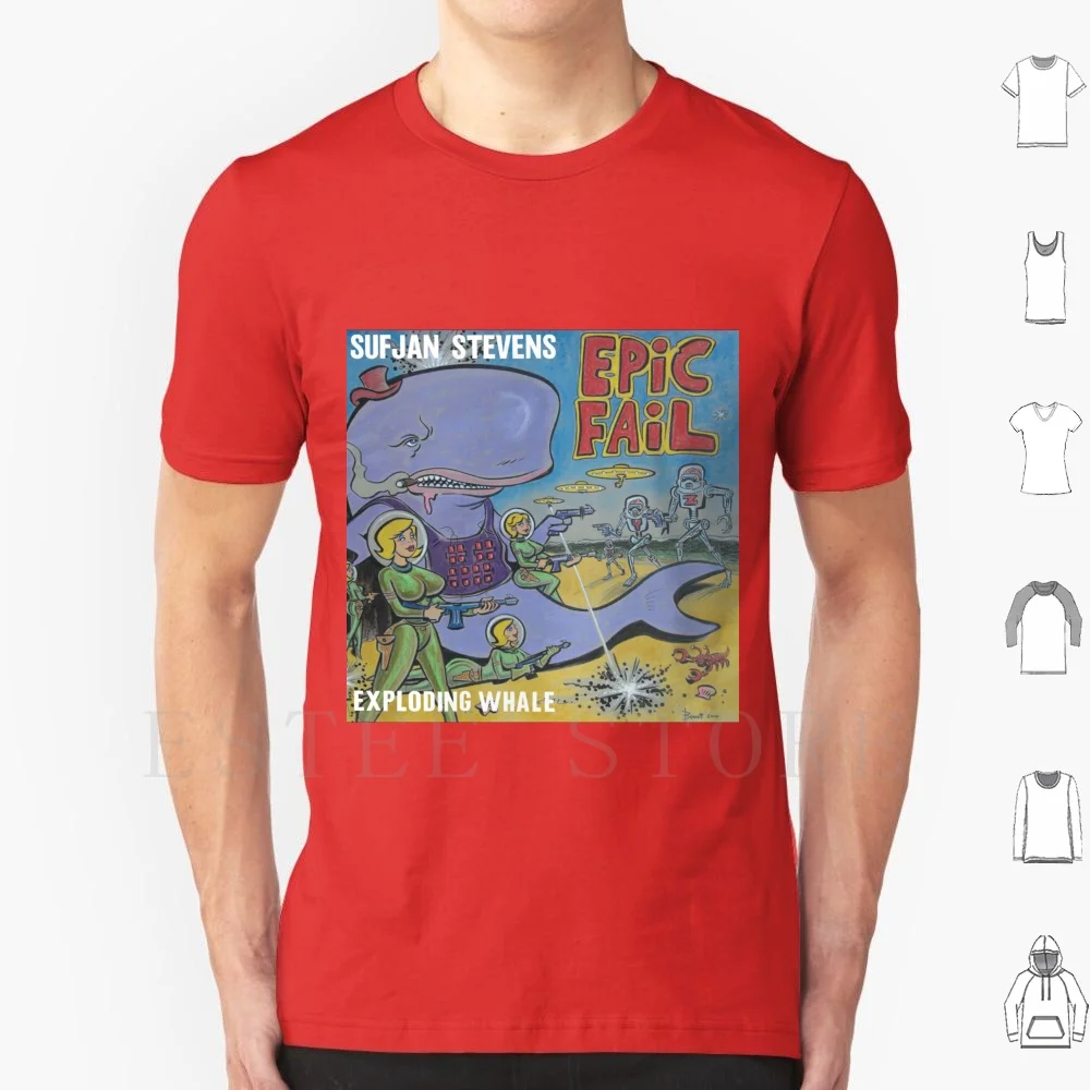 Sufjan Stevens-Exploding Whale T Shirt DIY Big Size 100% Cotton Sufjan Stevens Sufjan Stevens Steven Universe Indie Music Album