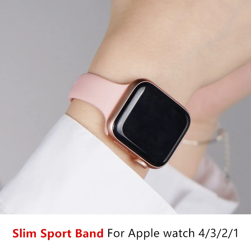 Slim strap For Apple watch band 38mm 44mm 40mm 42mm Silicone wrsit women belt bracelet iWatch serie 3 4 5 SE 6