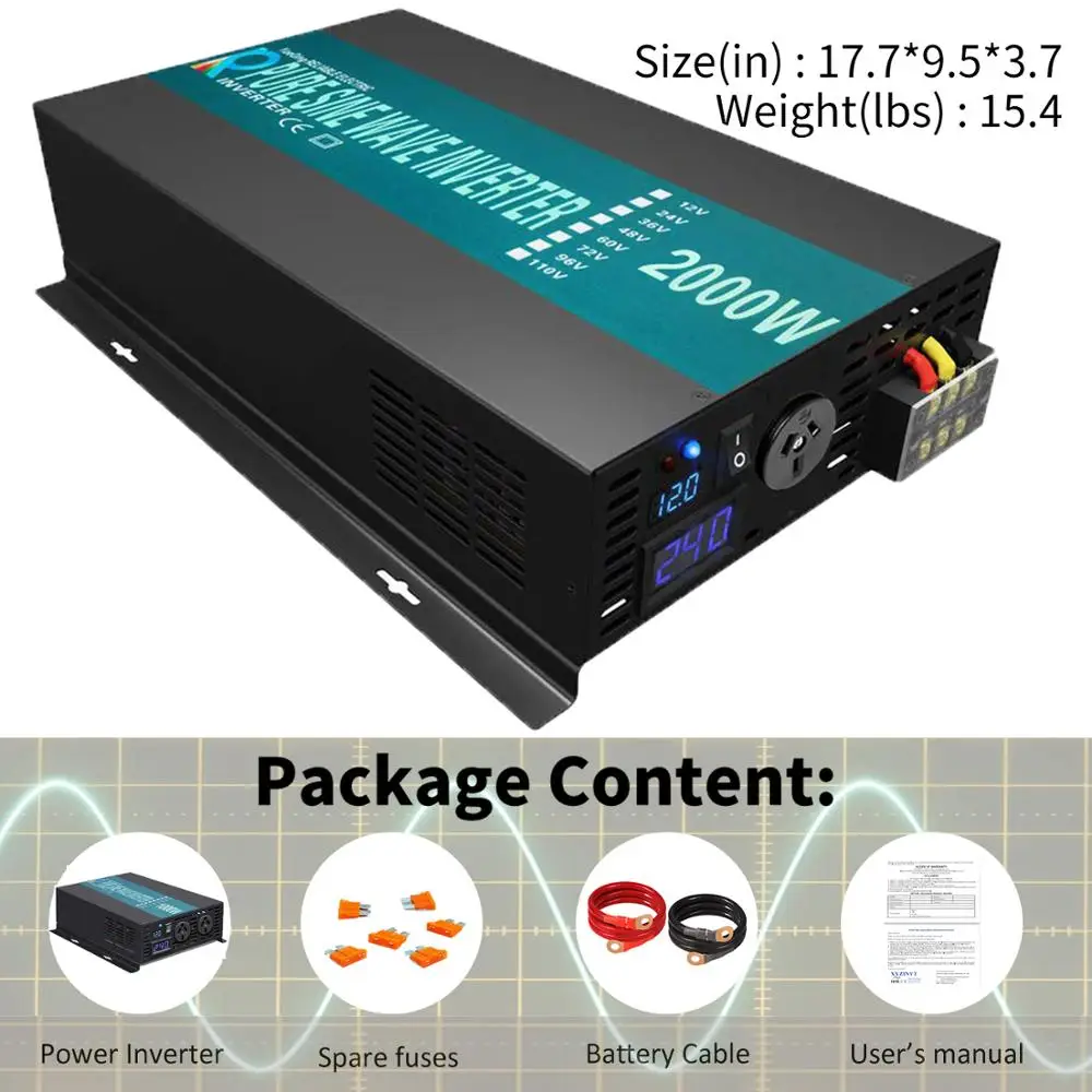 

All Plugs 2500W Pure Sine Wave Inverter 12V 24V 36V 48V DC TO AC 220V Customizable Off-grid System Solar Power Inverters