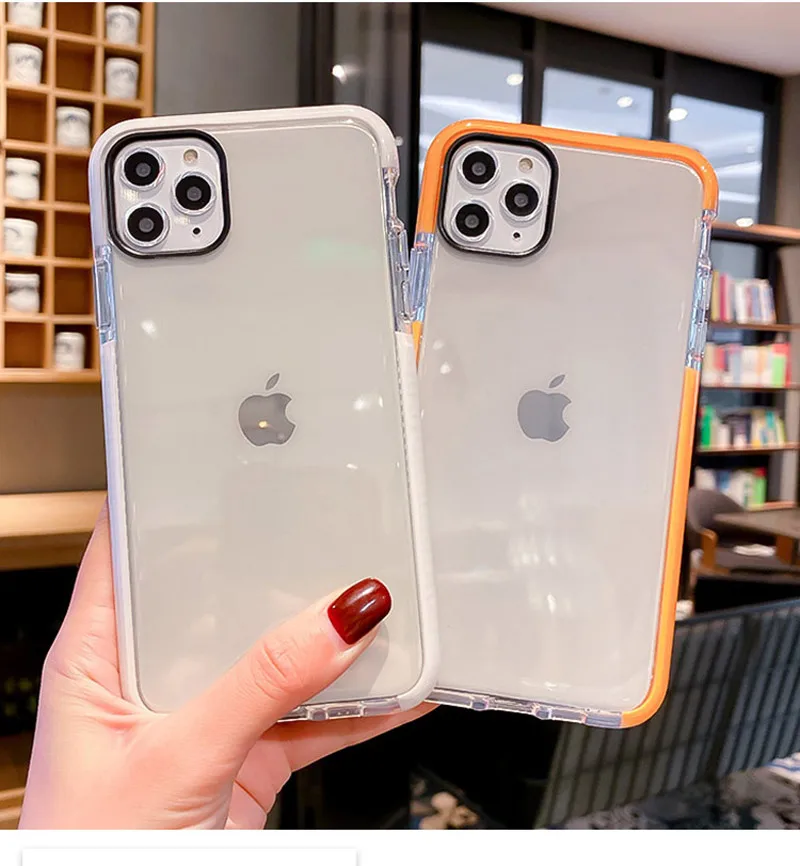 Shockproof Orange Phone Case For iPhone 11 13 12 14 15 16 17 Pro Max Air Transparent Soft Candy Color Frame Back Cover Case - Image 4