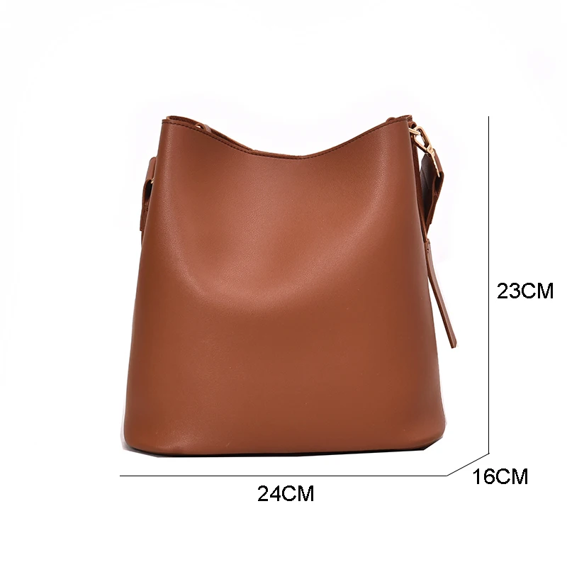 casual wide strap bucket bag designer women shoulder bags luxury pu crossbody bag large capacity messenger bag simply purse 2022