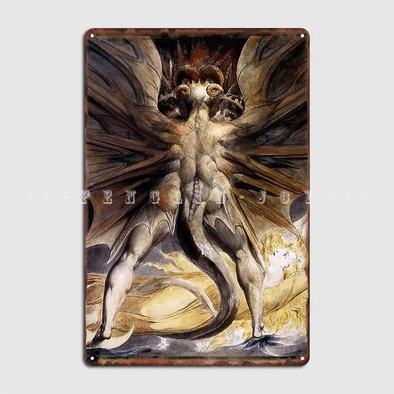 Blake. The Great Red Dragon And The Woman Clothed In Sun. Poster Metal Plaque Poster Pub Garage Decoration Tin Sign Poster