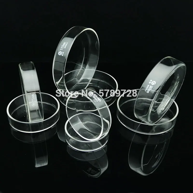 Laboratory 60/75/90/100/150/180/200mm Borosilicate Glass Bacterial Yeast Cell Culture Dish with Lids