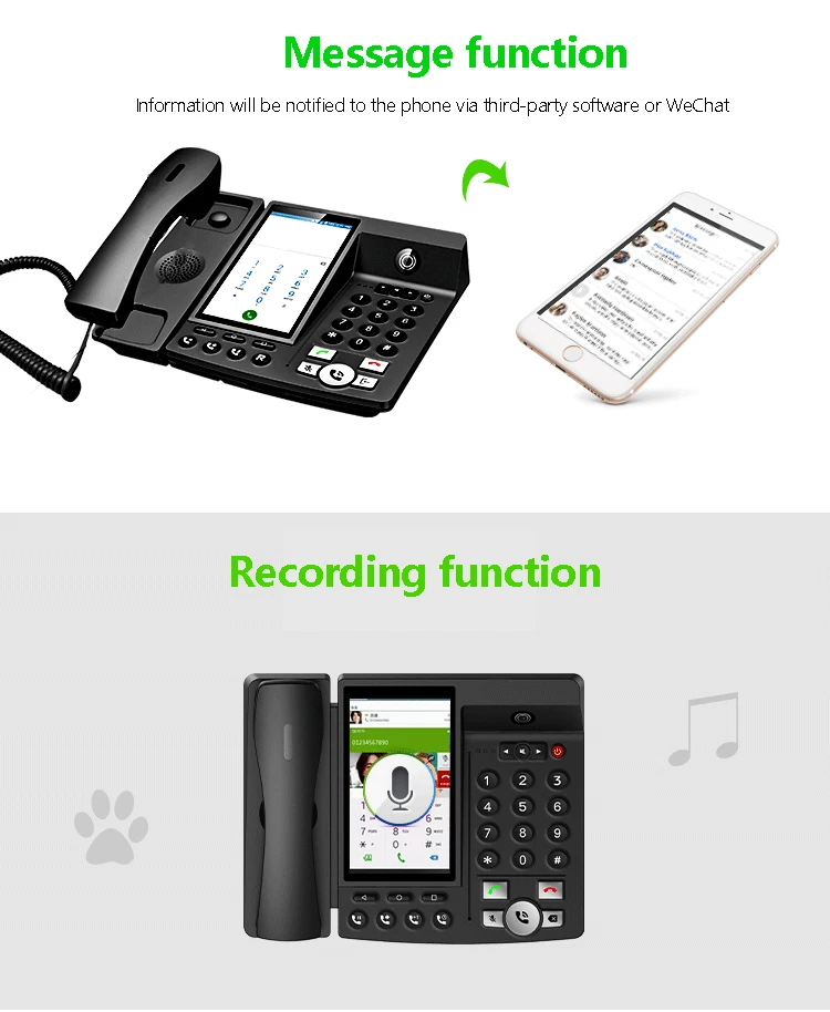 Andrews Smart Video Call Phones Telephone With Call ID SMS WIFI Recording Address Book Blacklist For Home Office Bussiness